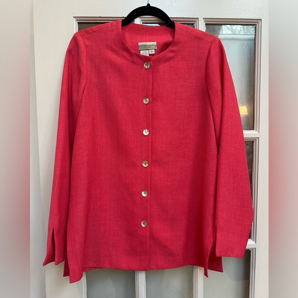 Coldwater Creek Bubble Gum Pink Button Up Blazer Jacket with Slits Size Small S